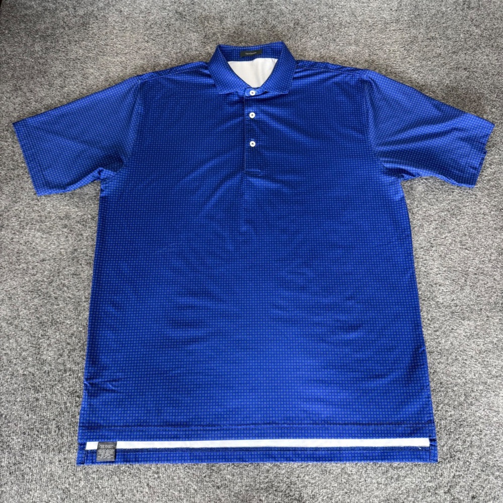 Turtleson Golf Polo Shirt Mens Large Blue Geometric Performance Short‎ Sleeve